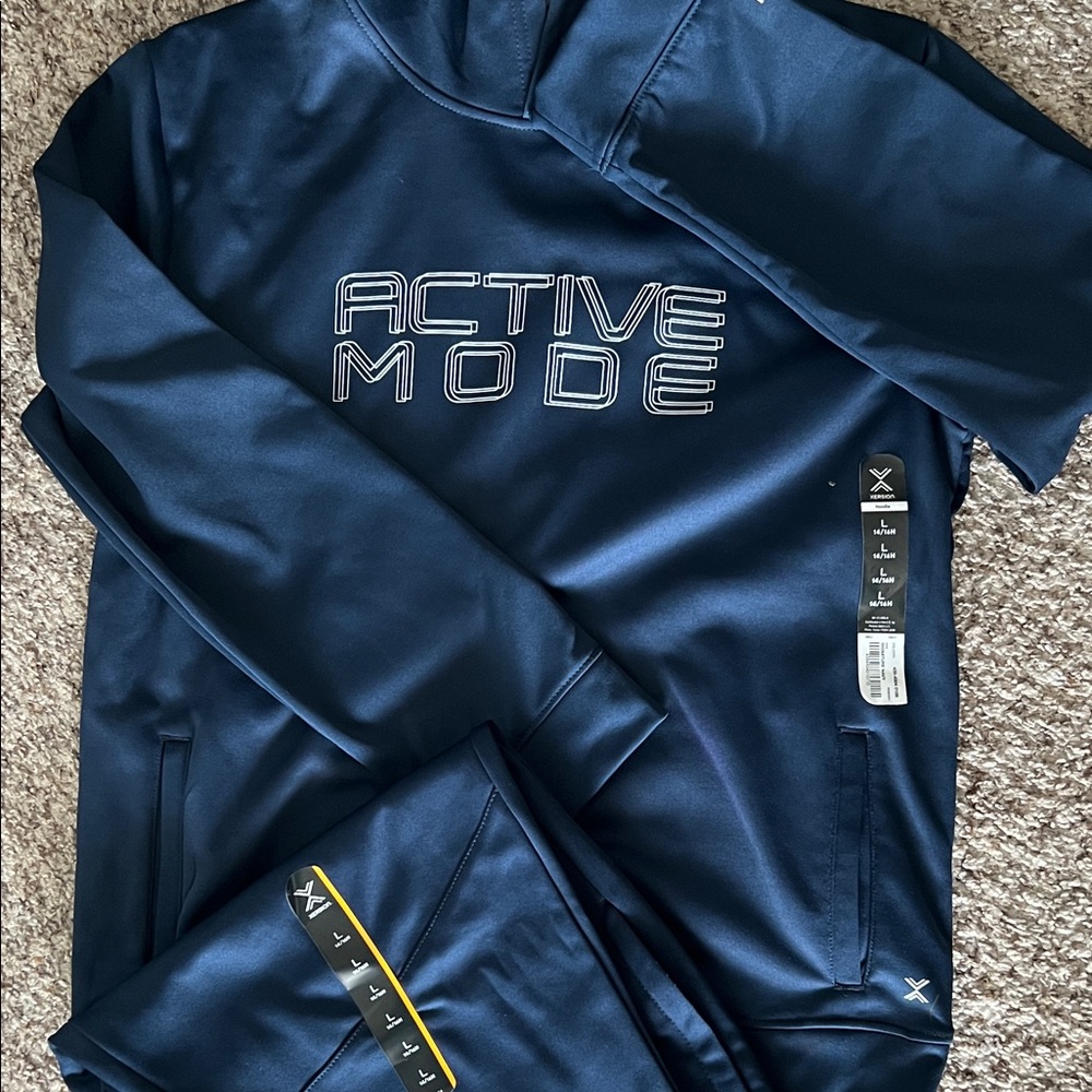 Xersion Kids Navy Blue Active Mode Hoodie & Pants Set